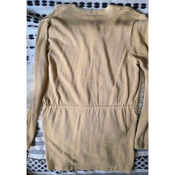 J.Jill Women's M Tan Linen Blend Cardigan 3 Button V-neck Minimalist Lagenlook - Picture 7 of 9